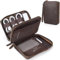 Polare Full Grain Leather Travel Cable Organizer Case Electronics Accessories Carry Bag with YKK Zippers All-in-One Storage Bag for Cables, Power Bank, USB, SD Card, Travel Essentials, Dark Brown (M