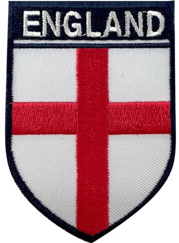 England Flag Shield Patch Iron Sew On T Shirt UK GB Football Embroidered Badge