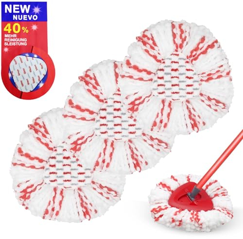 3 Stück Moppköpfe Kompatibel mit Vileda Turbo Wischmop, Mikrofaser Wischmopp Ersatzköpfe, Wischmopp Ersatz für EasyWring&Clean Bodenwischer, für alle Böden, Maschinenwaschbar