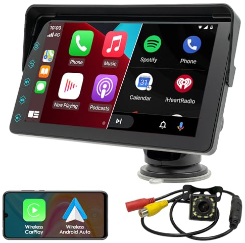 iFreGo Carplay Display, Android Auto Display mit 7 Zoll Touchscreen, Mirror Link, navigationsgeräte für Auto, carmate für Apple carplay Display, Play Music, Siri, Sprachassistent, Bluetooth 5.0, AUX