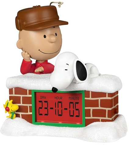Hallmark Keepsake Hängender Schmuck, The Peanuts Gang Countdown bis Weihnachten mit Licht, Geschenke für Peanuts-Fans, Kunststoff, Weihnachten, Weihnachtsdekoration