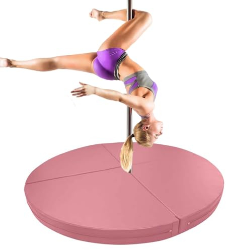 Pole Dance Matte Runde Faltbare Crashmatte für Pole Dance, 1 2 4 Dickes Schaumstoff-Sicherheitspolster für Gymnastik/ Fitness/ Aerial-Yoga, Rutschfestes PU-Leder, Kollisionssicher ( Color : Pink 2