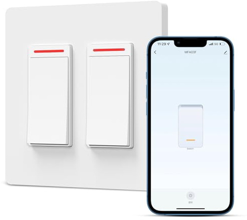 Smart Light Switch 2 Gang Single-Pole Switch 2024 New Model 10A, Works with Siri, Alexa and Google Home,Voice and Remote Control,Neutral Wire Required,No Hub Required