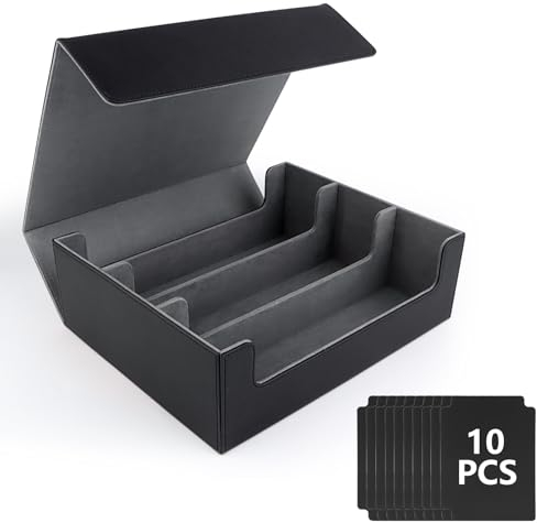 NVIYAM Kartenbox Card Deck Box für MTG,Sammelkarten-Aufbewahrungsboxen für 1800+ Karten, Leather Deck Case mit Trennwänden, Deck Box für TCG Magic the Gathering Karten-Schwarz