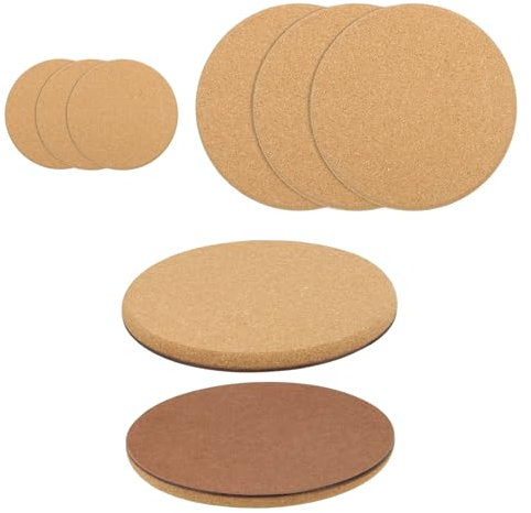 PATIKIL Liège Plante sous-Verres 4 Pouce/8 Pouce, 6 pcs Absorbant Liège Plante Tapis Épaissir Liège Dessous Plat pour Maison Plantes Intérieur Extérieur Fleur Pots, Boisson, Artisanat