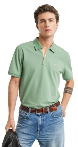 GANT Herren REG Contrast Pique SS Polo Polohemd, Kalamata Green, Medium