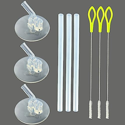 Replacement Straws Kids for Thermos Funtainer Water Bottle 12Oz(Model F401 & F410), 3 Set Silicone Straws Replacement Parts with Cleaning Brush