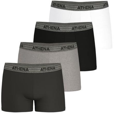 Athena Lot de 4 Boxers Coton Stretch Extensible Ecopack Homme Doublure Avant, Anthracite/Gris/Noir/Blanc (Anth), 7/3XL