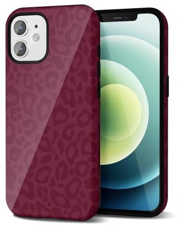 Svanove Cheetah Print Phone Case for iPhone 12/12 Pro Case Girly Trendy Leopard Pattern, Retro Cool Animal Print, Luxury Cute Case for Women, Aesthetic Y2k Hard Shell Plastic, Burgundy