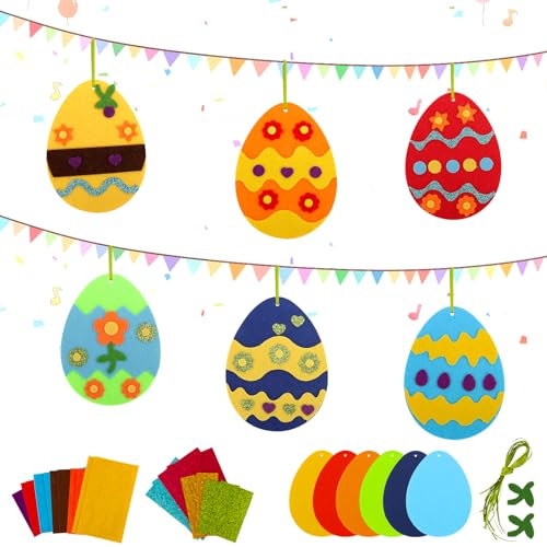 AWAMRWA Ostern Basteln - 12 Diy Ostern Bastelsets Kinder Anhänger Deko Design Ostereier Zum Basteln Für Osterzeit Frühling Kindergeburtstag