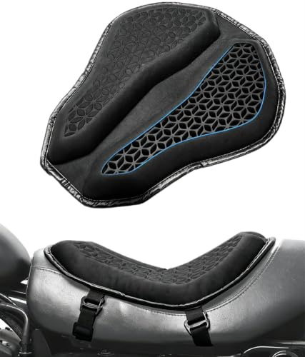 Benlari Motorrad Sitzkissen, Universal Motorrad Gel Sitzpolster Große 3D Wabenstruktur TPE Stoßdämpfung und Atmungsaktiv für Lange Fahrten