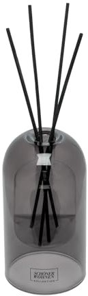 Schöner Wohnen Kollektion Raumduft Mod. SW-Kollektion luxuriöser Diffuser mit zedernholz raumparfüm natürliche Duftstäbchen nachfüllbar Glas Ø 7,5 x 14 cm Grau Schwarz