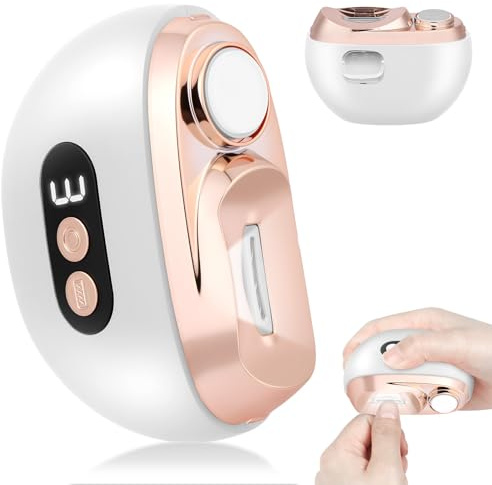 AOOWU Elektrischer Nagelknipser, Nageltrimmer Nagelpolierer 2 in 1, Nagelreste mit Licht, Kabelloser 3-Gang-Nagelknipser, Kein Lärm Fingernagelknipser für Babys, Ältere Menschen und Erwachsene