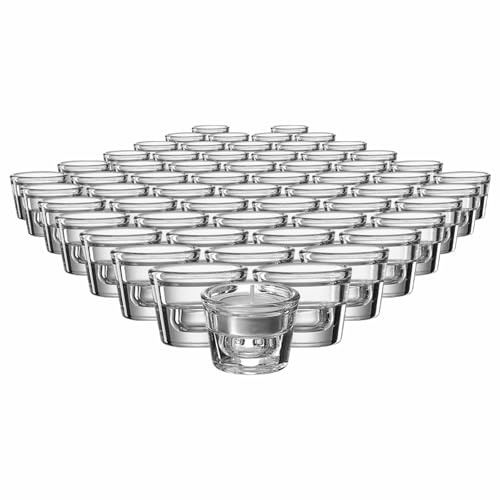 Ritzenhoff & Breker Lumi 2-in-1 Kerzenhalter 60er Pack | 6 x 6 x 4 cm | Glas Tischlichthalter für Teelichter und Stabkerzen | Klar