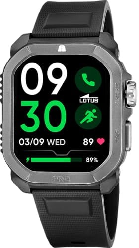Lotus Uhr Smart Herren - Smartwatch Kautschuk Schwarz | Wasserdicht 5 ATM, GPS, KI-Assistent, Musiksteuerung, Schritt- und Kalorienzähler, Telefon 50200/1 Ferro RC, Smartime 2nd Gen