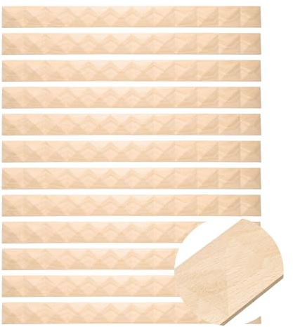 QUARKZMAN 12Stk 40cm Deko Holzleiste Unbehandelt 3D Holzleisten Für DIY Basteln Wohnzimmerwand Schrank Regal Fenster Tür (Pyramidenförmig 35mm)