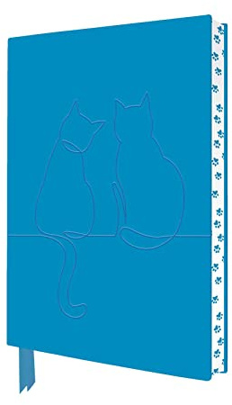 Exquisit Premium Notizbuch DIN A5: Zwei glückliche Katzen: Unser hochwertiges, liniertes Blankbook mit Softcovereinband aus Kunstleder mit ... künstlerisch gestaltetem Buchschnitt