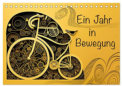 Ein Jahr in Bewegung (Tischkalender 2026 DIN A5 quer), CALVENDO Monatskalender: Abstrakte Fahrräder, humorvoll illustriert und in Szene gesetzt (CALVENDO Kunst)