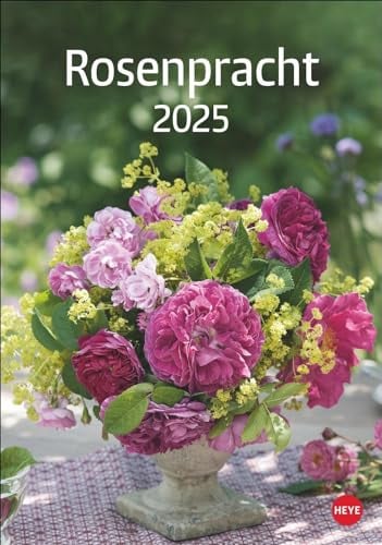 Rosenpracht Kalender 2025: Wandkalender mit 12 prachtvollen Fotos der schönsten Rosen. Dekorativer Bild-Kalender mit Platz für Termine und Notizen.