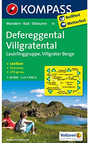 Defereggental - Villgratental - Lasörlinggruppe - Villgrater Berge: Wanderkarte mit Aktiv Guide, Panorama, alpinen Skirouten und Radrouten. GPS-genau. 1:50000 (KOMPASS Wanderkarte, Band 45)