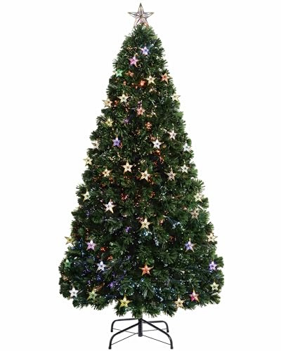 WeRChristmas Pre-Lit Fibre Optic Multi-Function Christmas Tree with Tree Topper and Lights, Multi-Colour, 5 feet/1.5 m