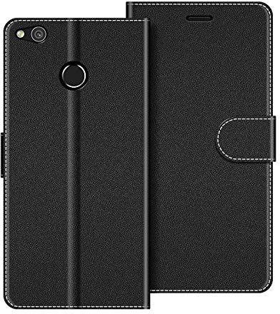 COODIO Funda para Huawei P8 Lite 2017, Magnético Funda con Tapa para Huawei P8 Lite 2017, Negro