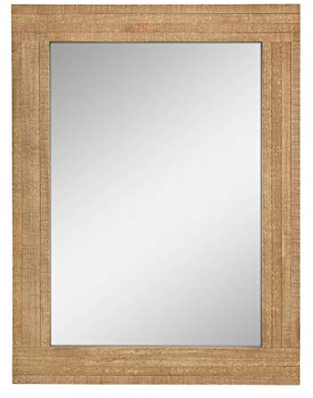 Stonebriar Miroir Mural rectangulaire avec Cadre en Bois Naturel avec Supports de Suspension attachés, décoration Rustique pour Salon, Chambre, Salle de Bain, Couloir et entrée 61 x 45,7 cm