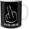 TRIOSK Tasse Mittelfinger mit Spruch lustig Fick Dich Stinkefinger Geschenk für Arbeit Büro Frauen Freundin Männer Kollegen Schwarz, Keramik 300ml