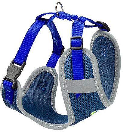 Ferplast Hundegeschirr Kleine Hunde Nikita XS, atmungsaktives Katzengeschirr, gepolstert und verstellbar, leicht zu tragen, reflektierende Kanten, Brustumfang 28–40 cm. Blau
