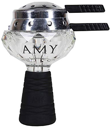 Amy GlasSi Kristall Set mit Hitzemanagement | Schwarz | Shisha Glaskopf mit Silikon und SmokeBox