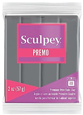 Sculpey Premo™ Polymer Oven-Bake Clay, Slate Gray, Non Toxic, 2 oz. bar, Great for Jewelry Making, Holiday, DIY, Mixed Media and Home décor Projects. Premium Clay Perfect for clayers and Artists.