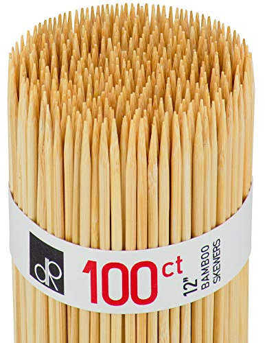 DecorRack 30 cm Natürliche Bambusspieße, 100 Holzspieße für BBQ, Grillen, Kebabs, Vorspeisen, Früchte, S'mores, Cocktails, Brunch, Fondue, Barbecue, DIY Basteln