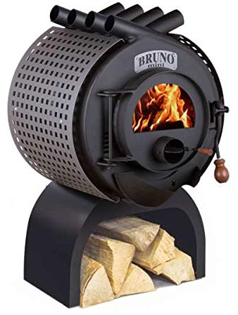 Werkstattofen Bruno Mini II - 9 kW Warmluftofen - hochwertiger Stahl - Zulassung für Deutschland und Schweiz - BimSchV (Untergestell Move, Seitenverkleidung Quattro)
