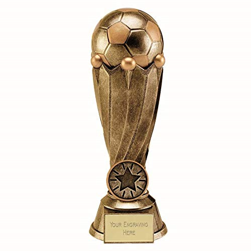 Personalised Engraved Tower Football Antique Gold Trophy 9 Inch (23cm)