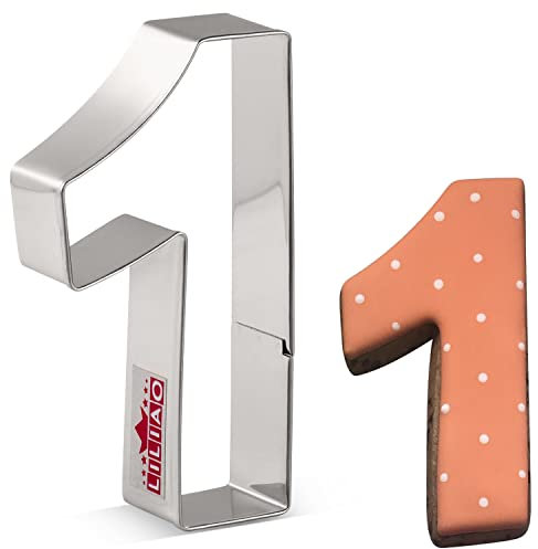 LILIAO Number 1 Cookie Fondant Biscuit Cutter for Birthday/Anniversary/Special Day - 2.1 x 4 inches - Stainless Steel