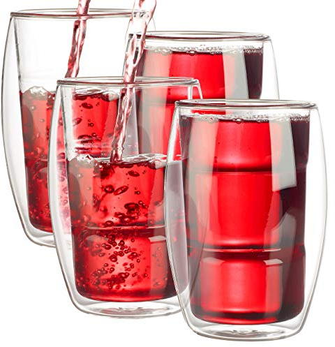 Cucina di Modena Doppelwandiger Becher: 4er-Set doppelwandige Gläser (Design Gläser doppelwandig, Trinkgläser)