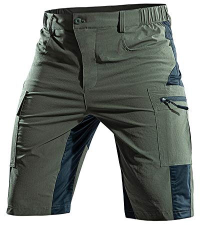 Cycorld Kurze-Hosen-Herren,Wanderhose MTB Hose Herren Kurz Atmungsaktiv Schnelltrocknende Bermuda Cargo Shorts Arbeitshosen Männer Kurz Radhose Fahrradhose Mountainbike(Grün,XXL)