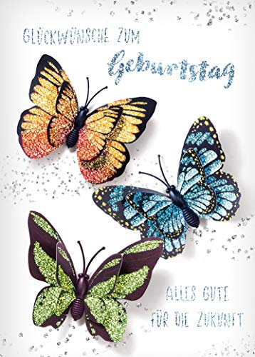KE - XXL A4 Geburtstagskarte mit Glitzer, Blanko Innenseite, inkl. Umschlag - Perfekte Überraschung für jeden Anlass - Motiv Geburtstag