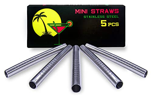 Escobar Accessoires 5 mini pailles de 80 mm en acier inoxydable hygiénique