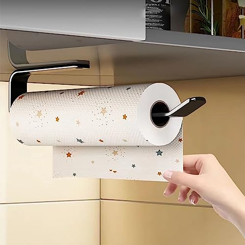 Küchenrollenhalter ohne Bohren, Küchenpapierhalter Wandmontage, Papierrollenhalter aus Aluminium, Küchenrollenspender Küchenrollen Halter Aufbewahrung Organisator