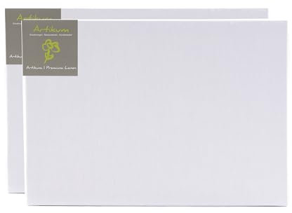 ARTIKUM 2X Premium LEINEN 60x90cm | Leinwände auf Keilrahmen 60x90 cm | 100% Leinentuch ±430gsm dreifach grundiert, große malfertige bespannte Keilrahmen mit Leinwand