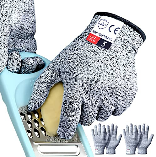2 pares de guantes flexibles resistentes al corte, nivel 5, guantes anticorte, Tesuchan (S - 2 pares)