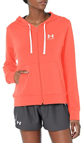 Under Armour Womens Fleece Tops Women's Ua Rival Terry Full-Zip Hoodie, Vermillion, 1369853-872, SM