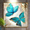 YANQSHM Leinwandbild Handgemalt,Türkis Traum Schmetterling In Goldfolie Handgemalt Abstrakte Textur Original Ölgemälde Auf Leinwand Wandkunst Modernes Messer Wandbild für Wohnzimmer Büro Wohnku