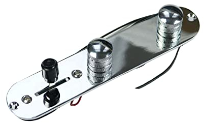 Yootones Gitarren-Steuerplatte, geladen, Chrom, 3-Wege-Schalter, beschichtet, vorverdrahtete Steuerplatte, kompatibel mit Telecaster-Stil, Ersatzteile für E-Gitarren (Silber)