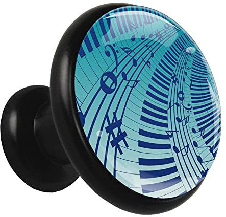 Knöpfe für Küchenschränke Music Piano Knöpfe Crystal Round schwarz Schubladengriffe für Kommode Bücherregal 4er Pack