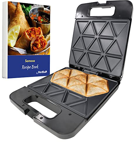 Samosa Maker by StarBlue with FREE Recipe Ebook– Make 15 Indian Style Samosas in Minutes with Non-Stick Cooking Plate 220-240V 60Hz 1400W, UK Plug with EU Adapter