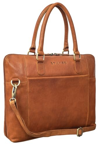 STILORD 'Latoya' Sac Business Femme Cuir Sacoche Cartable Vintage Sac à Bandoulière Porte Document pour Ordinateur Portable 13,3 Pouces de Cuir Véritable, Couleur:Texas - Marron