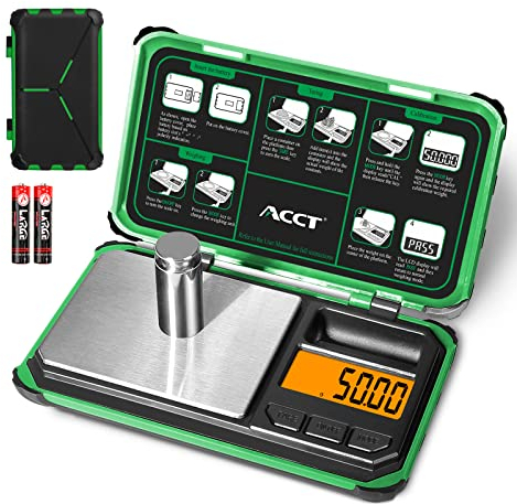 ACCT Precision Pocket Scale, 200gx0.01g jewelry gram scale, digital food scalewith LCD display, one-click conversion 6 units, mini scale for kitchen/powder/herb/coins(Battery included)