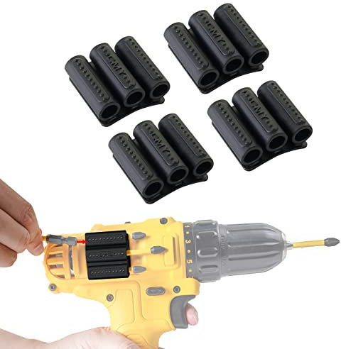 CNCSS Drill Bit Holder Tool Holster for DEWALT Milwaukee - Pack of 4 - Carry up to 6 Driver Bits on The Side of Your Power Drill or Driver